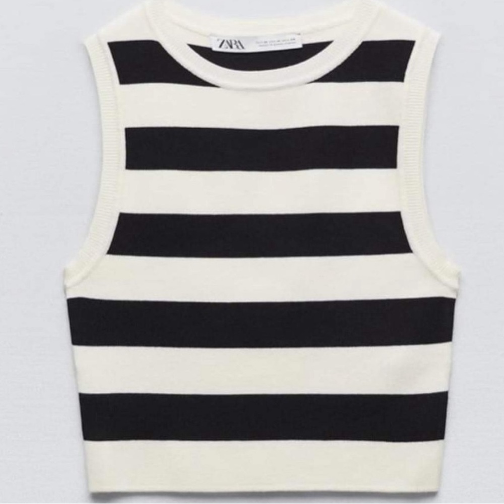 ZARA Navy and White Striped Tank